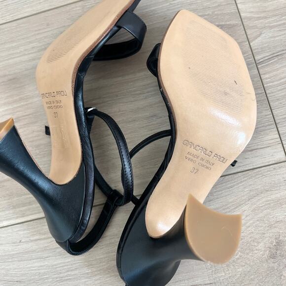 GIANCARLO PAOLI black strappy heels / size EU 37 US 7